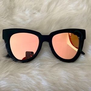 Women's Retro Large Chunky Cat Eye Frame w/ Color Mirror Lens